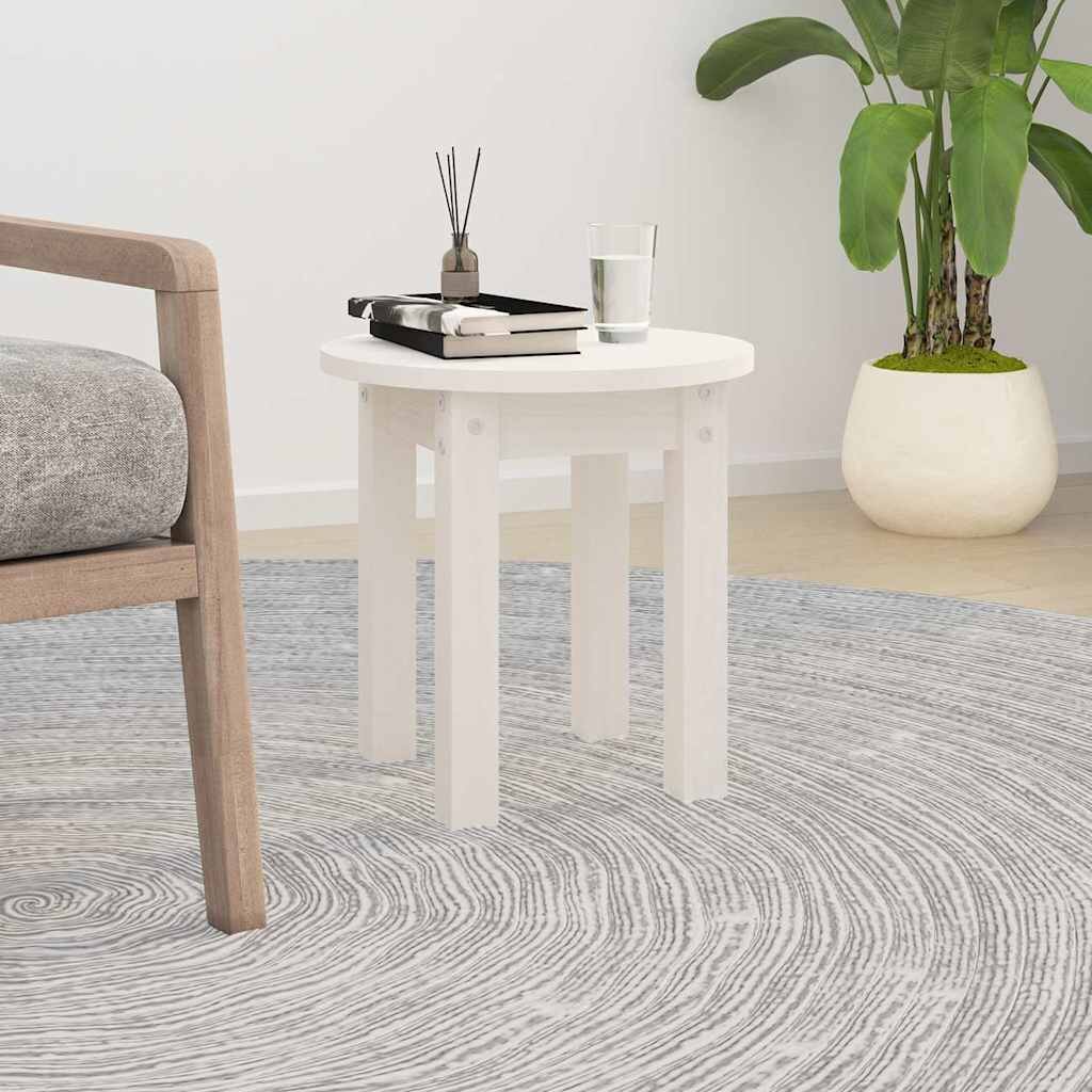 vidaXL Кафе маса бяла Ø 35x35 см борово дърво масив