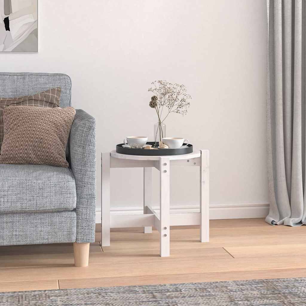 vidaXL Кафе маса бяла Ø 525x45 см борово дърво масив
