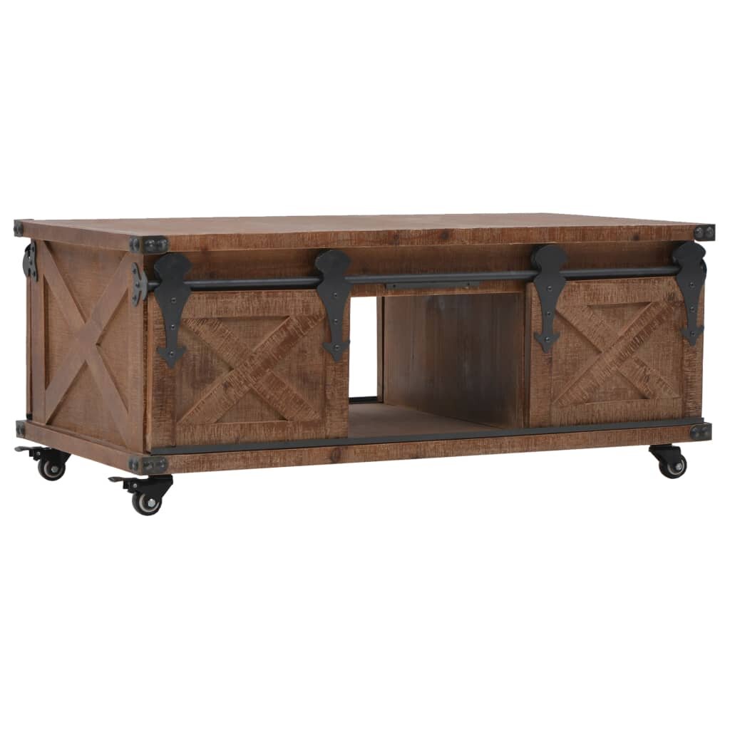 vidaXL Кафе маса чамова дървесина масив 91x51x38 cм кафява