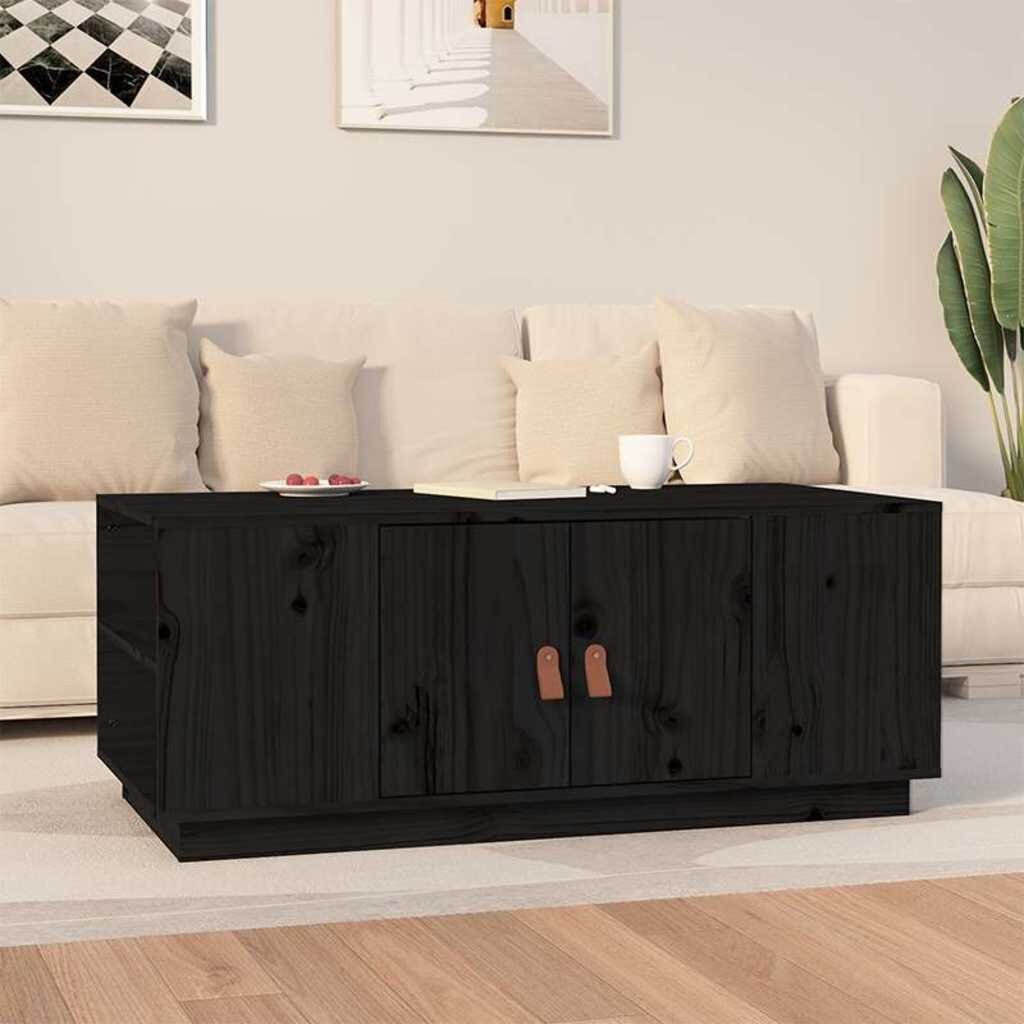 vidaXL Кафе маса черен 100x50x41 см борово дърво масив