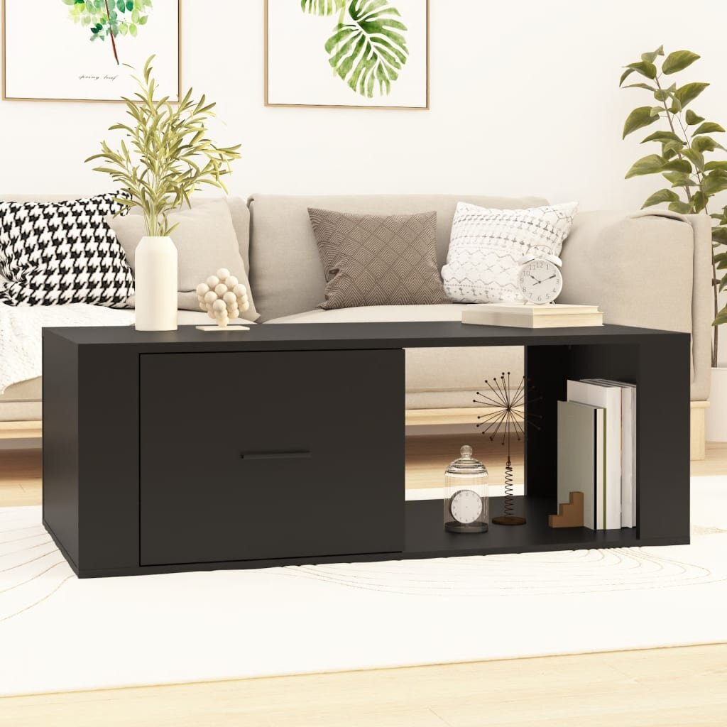 vidaXL Кафе маса черна 100x505x35 см инженерно дърво