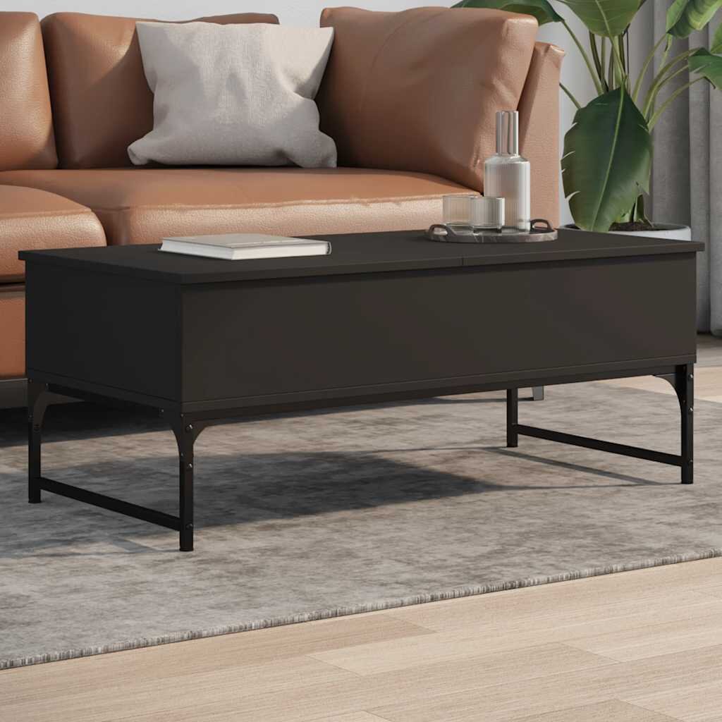 vidaXL Кафе маса черна 100x50x40 см инженерно дърво и метал