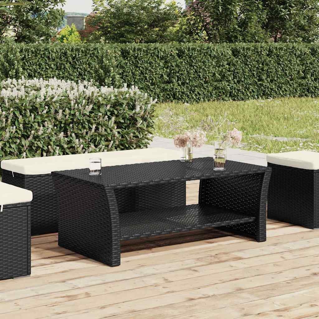 vidaXL Кафе маса черна 100x50x40 см полиратан