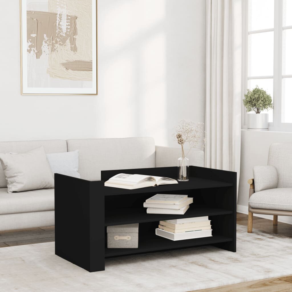vidaXL Кафе маса черна 100x50x50 см инженерно дърво