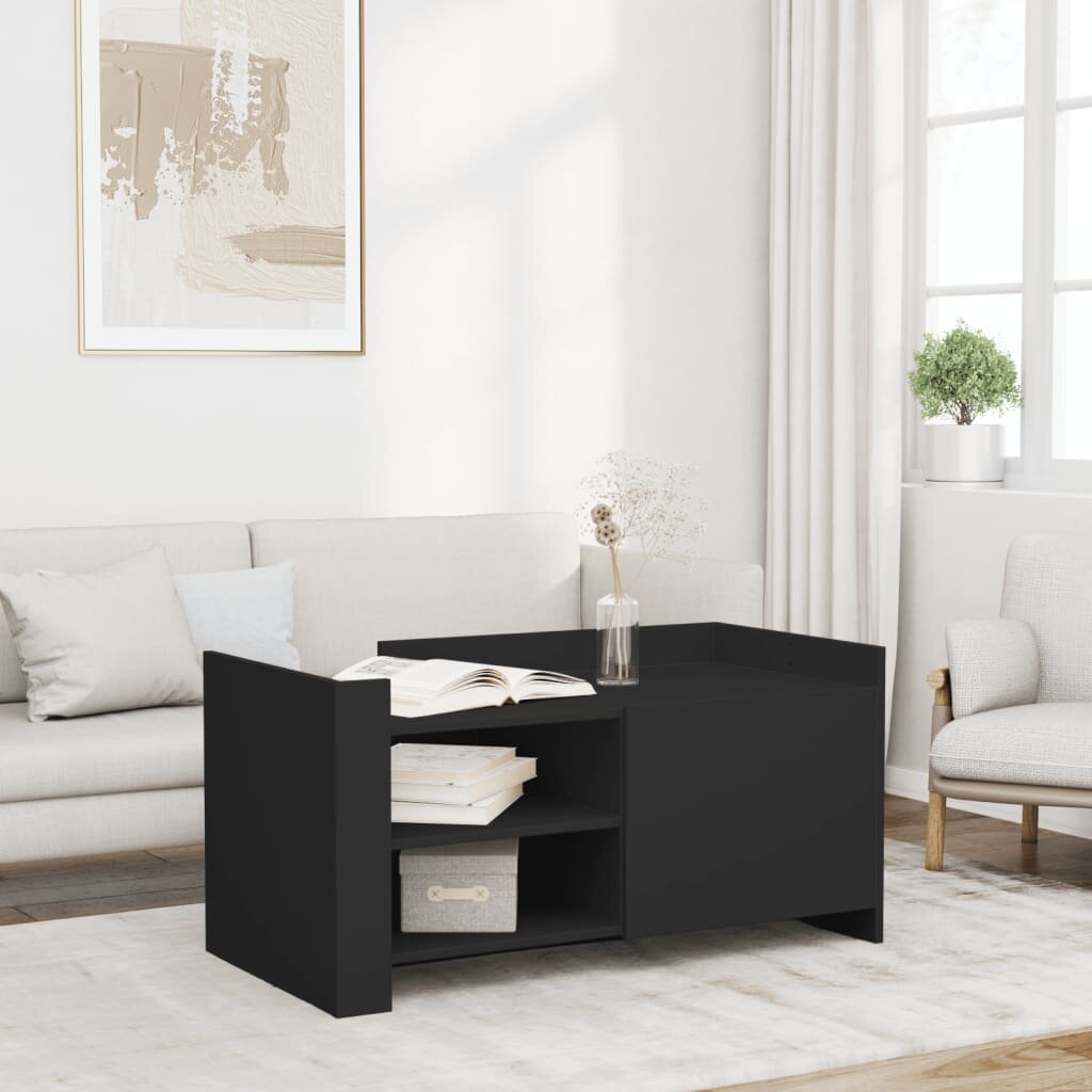 vidaXL Кафе маса черна 100x50x50 см инженерно дърво