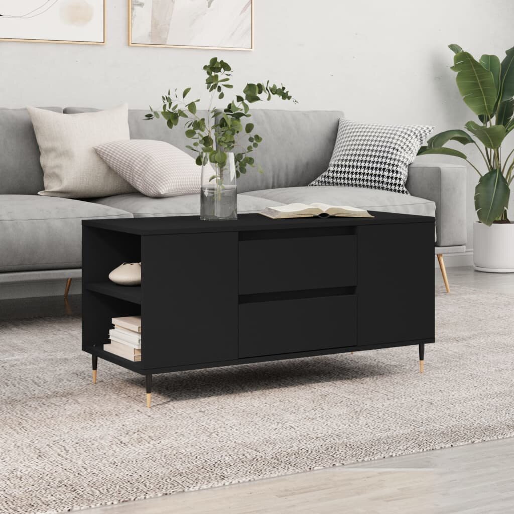 vidaXL Кафе маса черна 102x445x50 см инженерно дърво