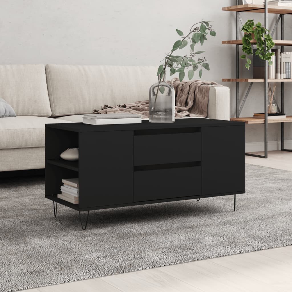 vidaXL Кафе маса черна 102x445x50 см инженерно дърво