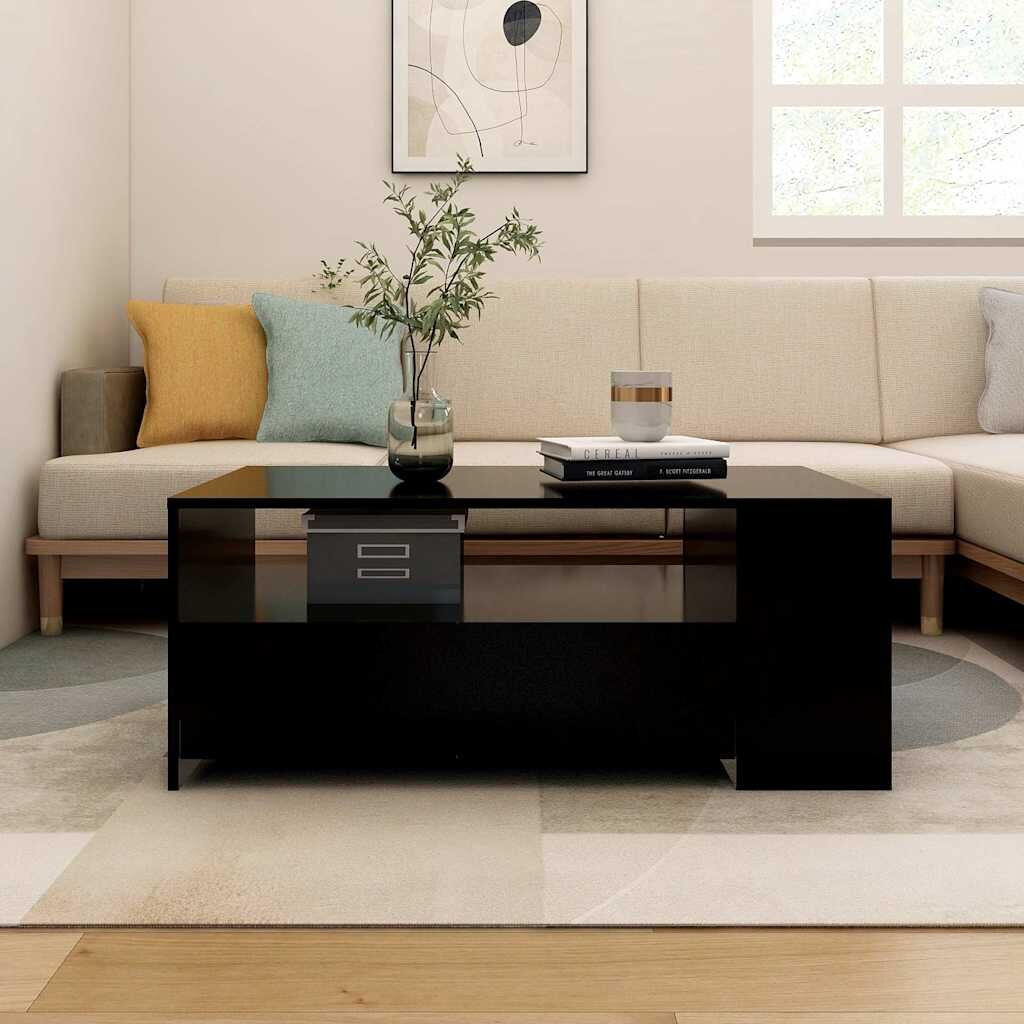 vidaXL Кафе маса черна 102x55x42 см инженерно дърво