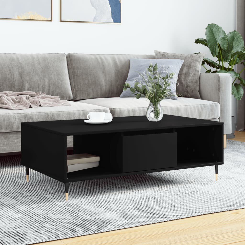 vidaXL Кафе маса черна 104x60x35 см инженерно дърво