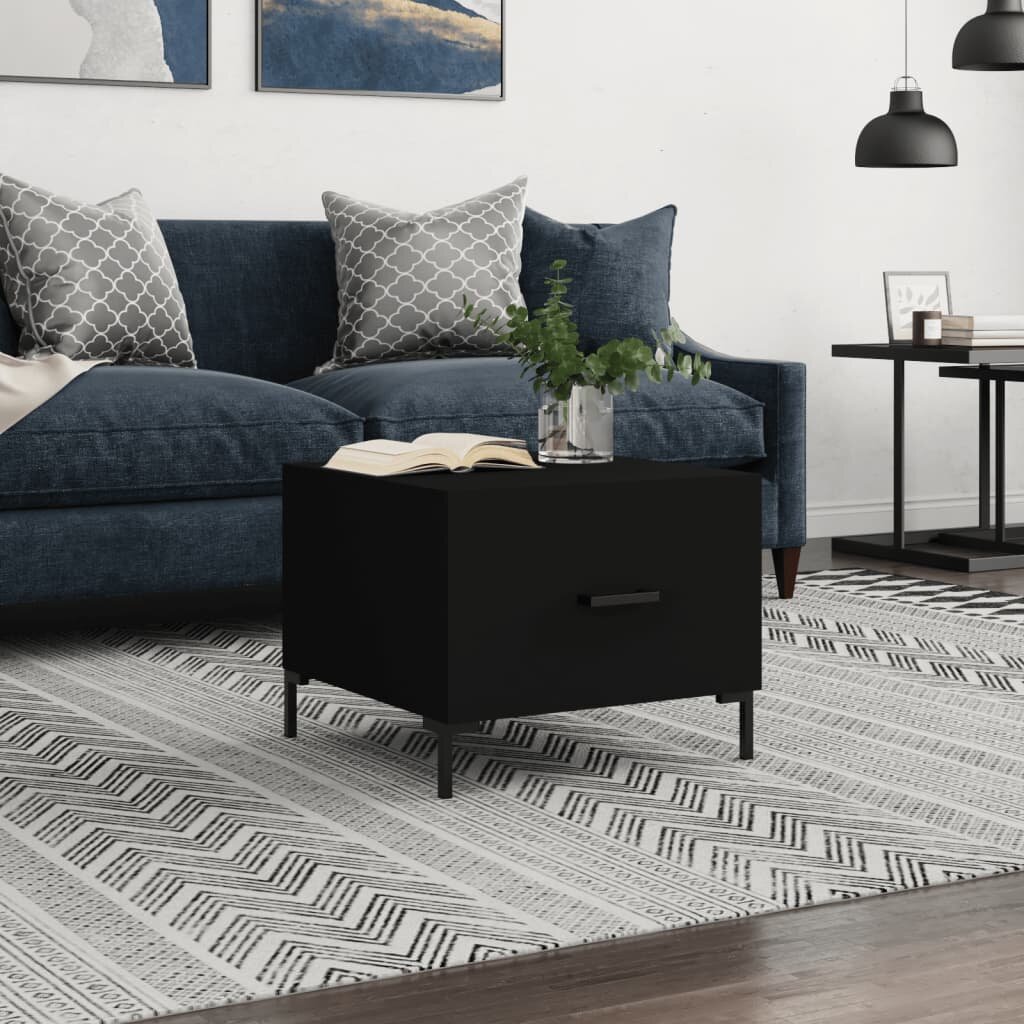 vidaXL Кафе маса черна 50x50x40 см инженерно дърво