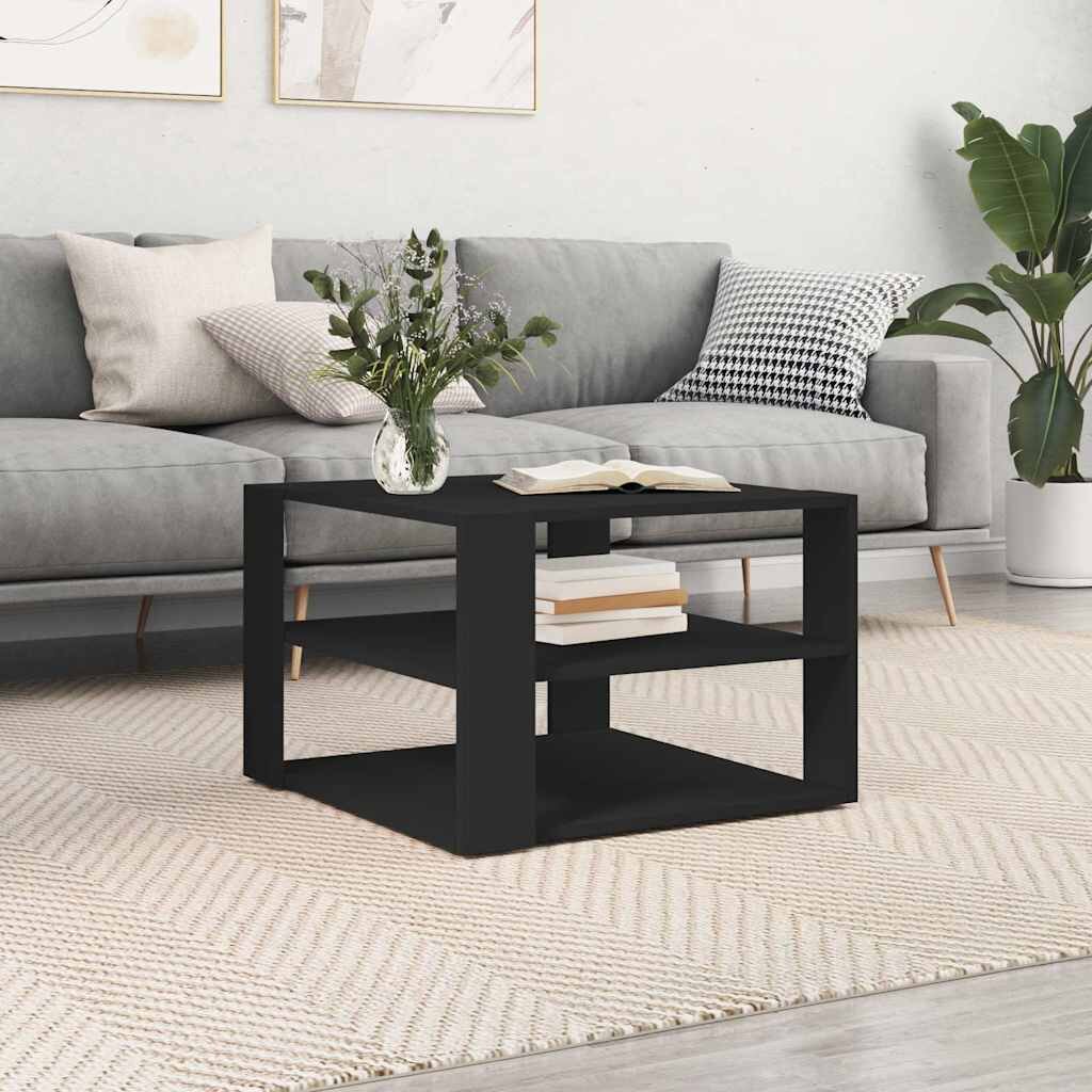 vidaXL Кафе маса черна 58x58x40 см инженерно дърво