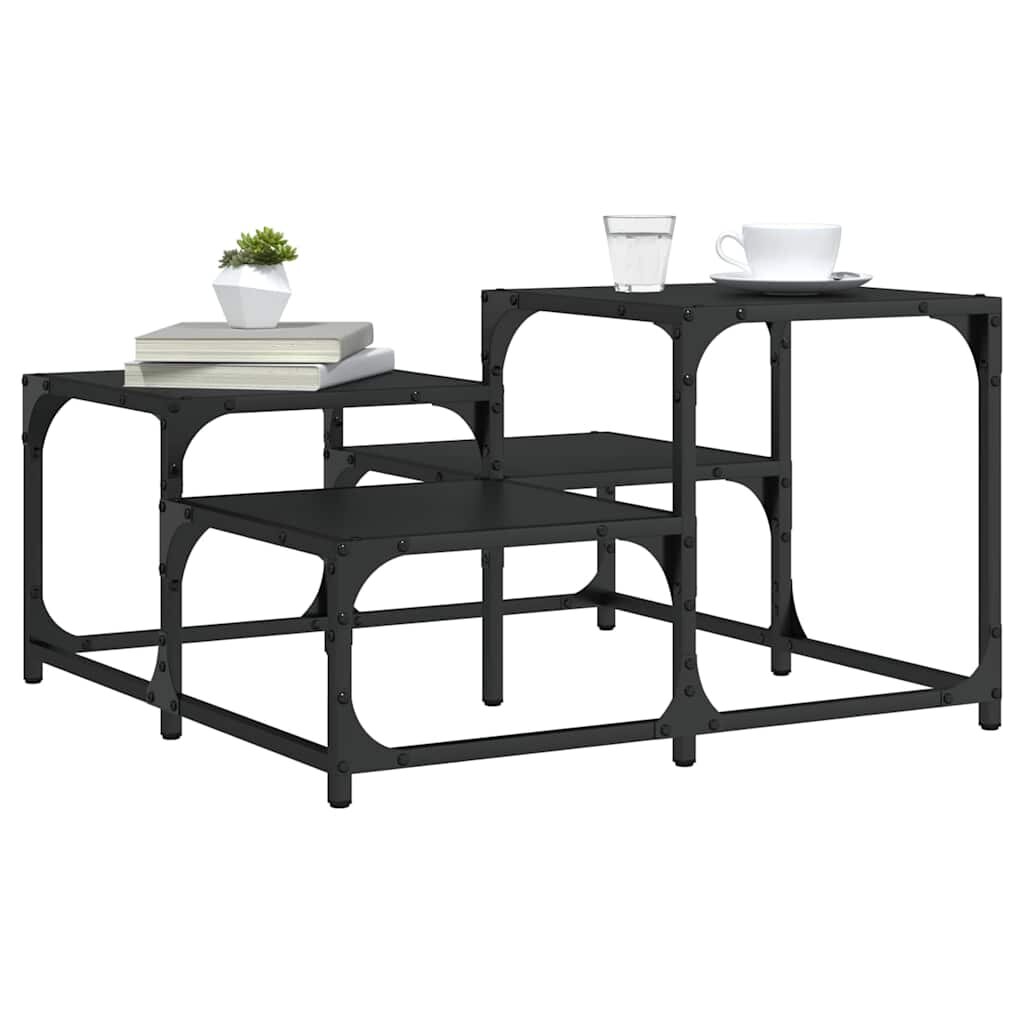 vidaXL Кафе маса черна 68x68x40 см инженерно дърво