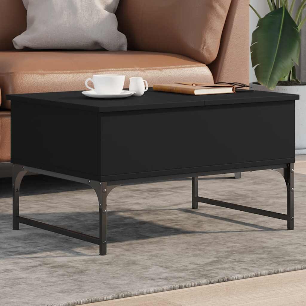 vidaXL Кафе маса черна 70x50x40 см инженерно дърво и метал
