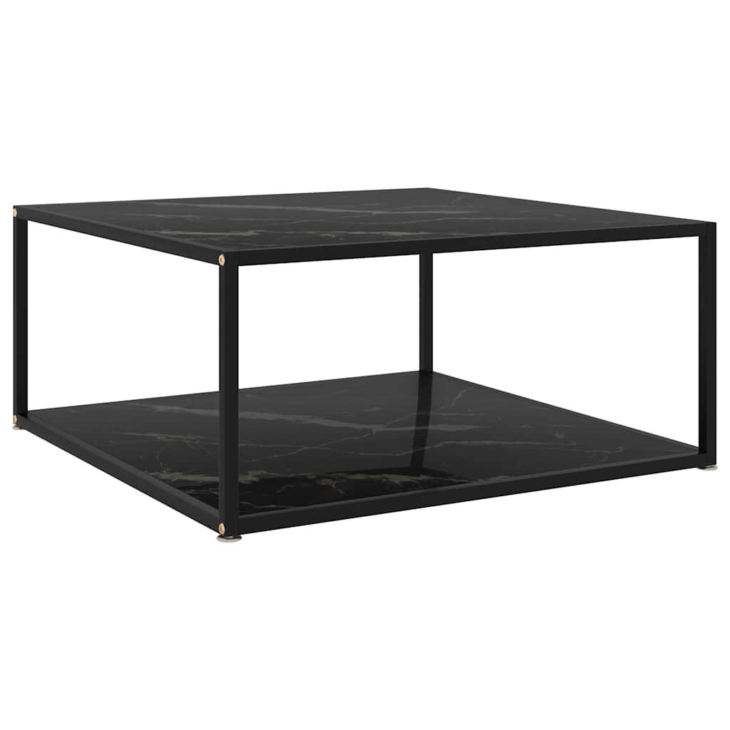 vidaXL Кафе маса черна 80x80x35 cм закалено стъкло