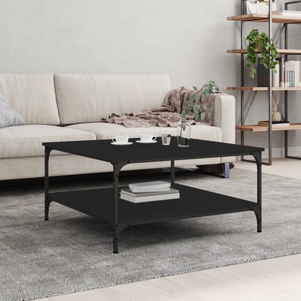 vidaXL Кафе маса черна 80x80x40 см инженерно дърво