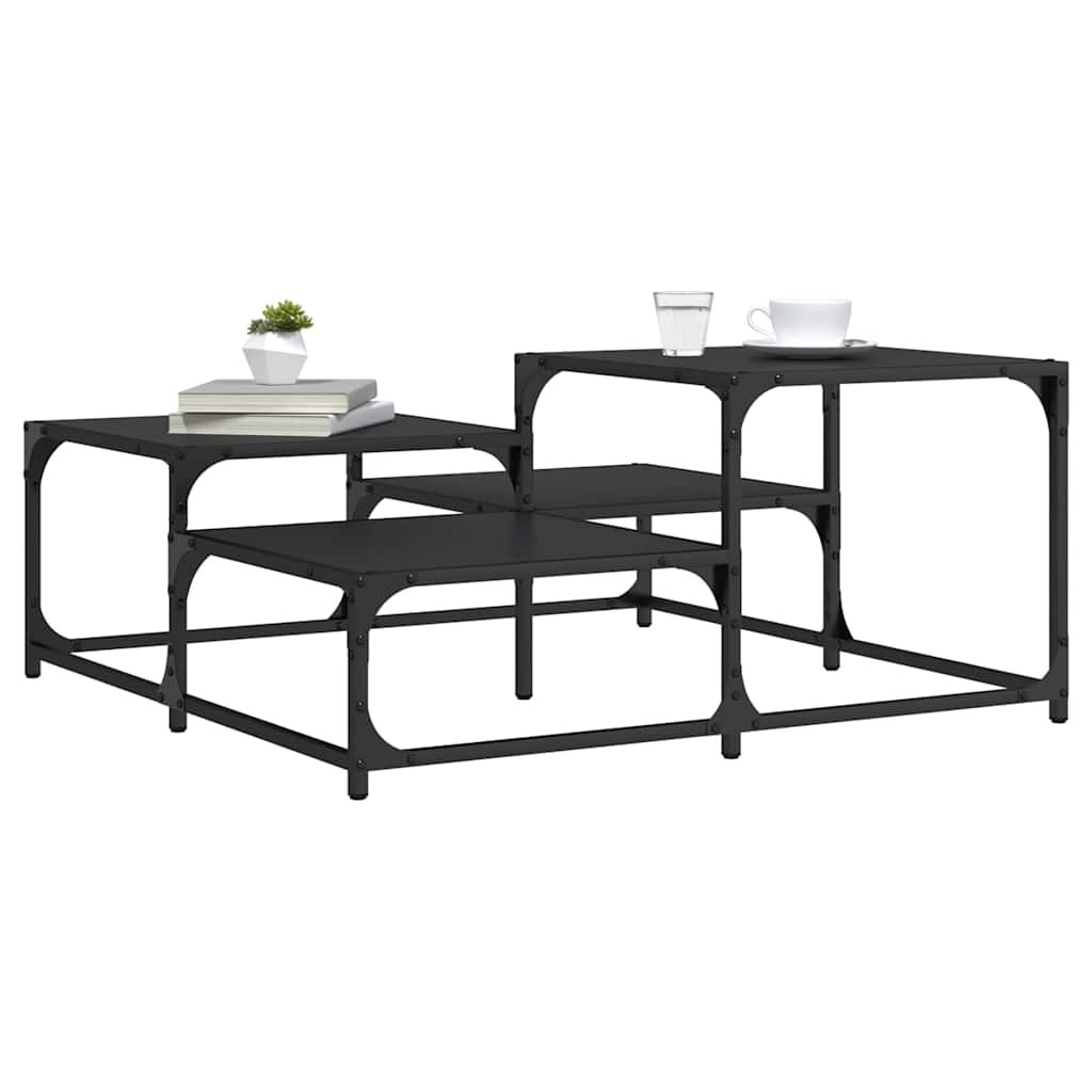 vidaXL Кафе маса черна 875x875x40 см инженерно дърво