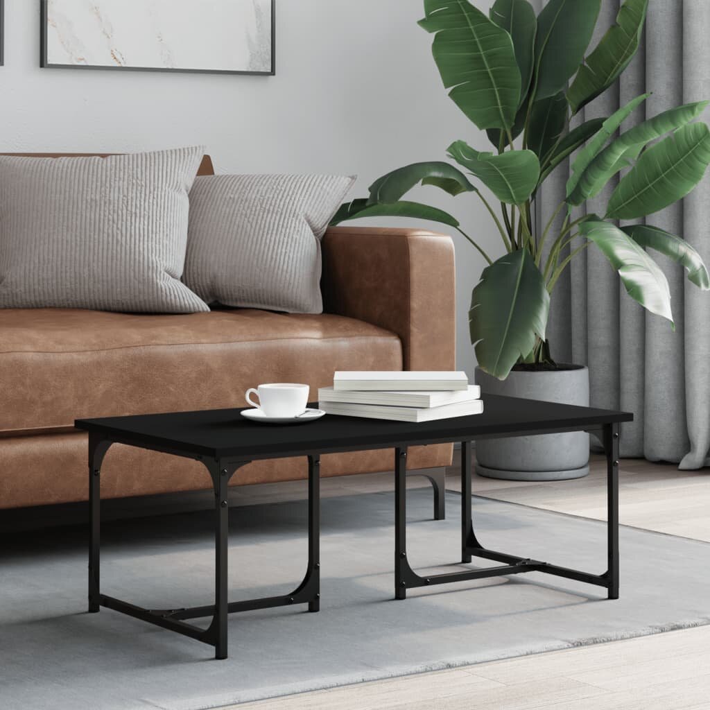 vidaXL Кафе маса черна 90x50x35 см инженерно дърво