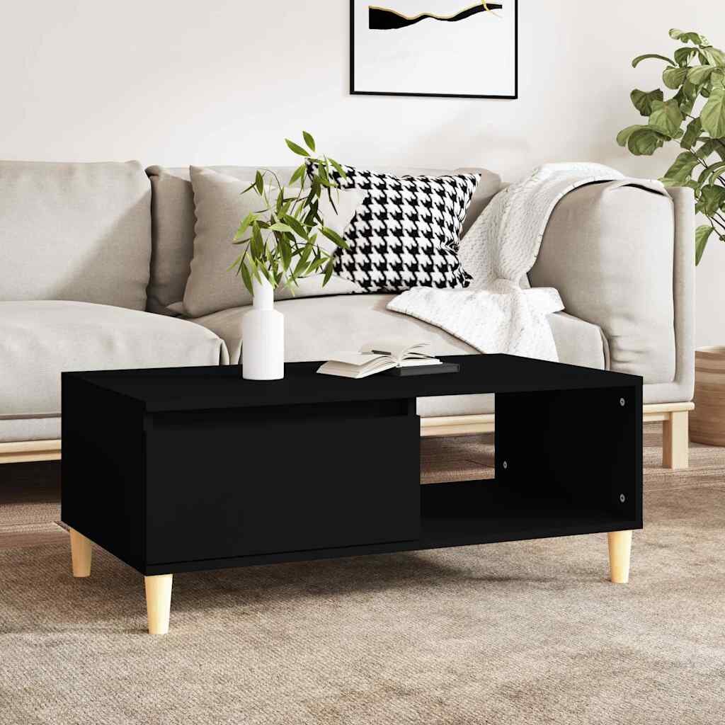 vidaXL Кафе маса черна 90x50x365 см инженерно дърво