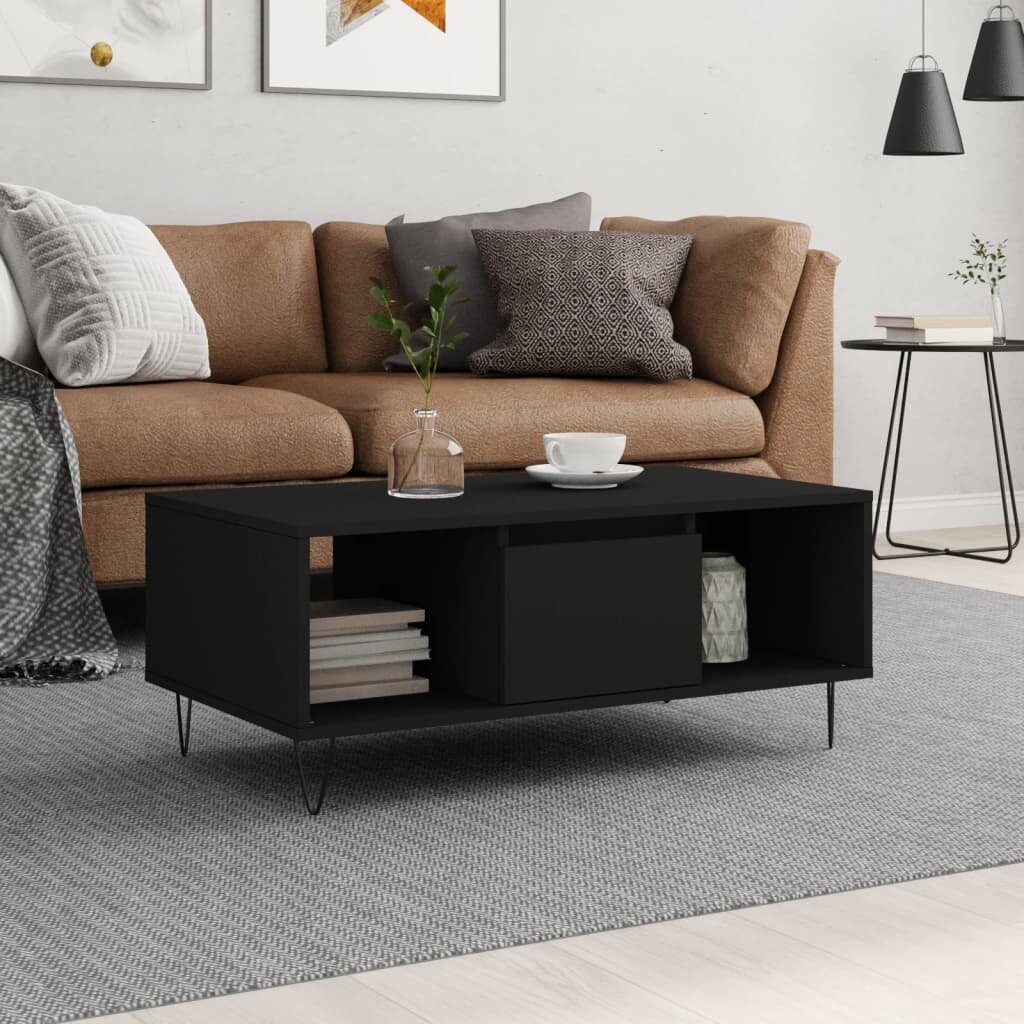 vidaXL Кафе маса черна 90x50x365 см инженерно дърво