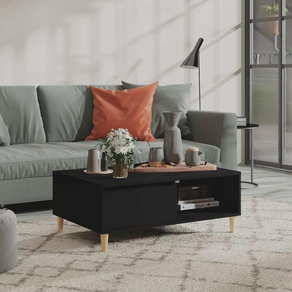 vidaXL Кафе маса черна 90x60x35 см инженерно дърво