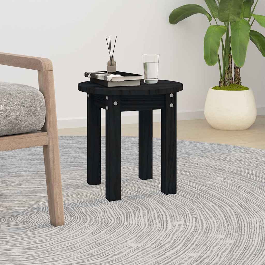 vidaXL Кафе маса черна Ø 35x35 см борово дърво масив