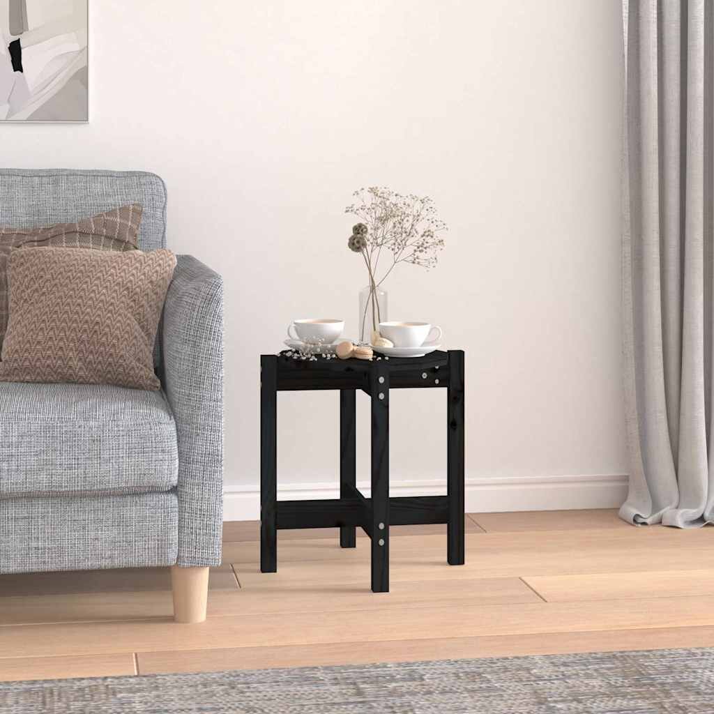 vidaXL Кафе маса черна Ø 425x45 см борово дърво масив