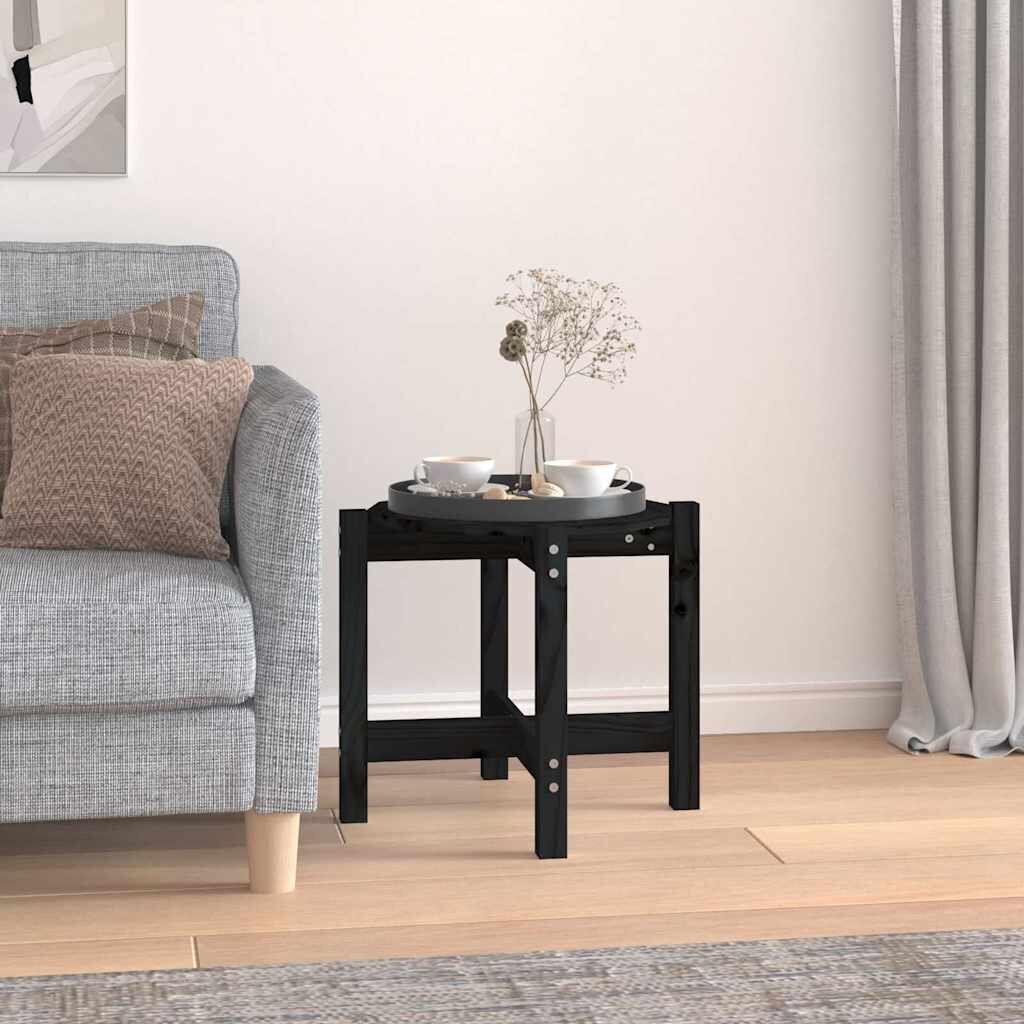 vidaXL Кафе маса черна Ø 525x45 см борово дърво масив