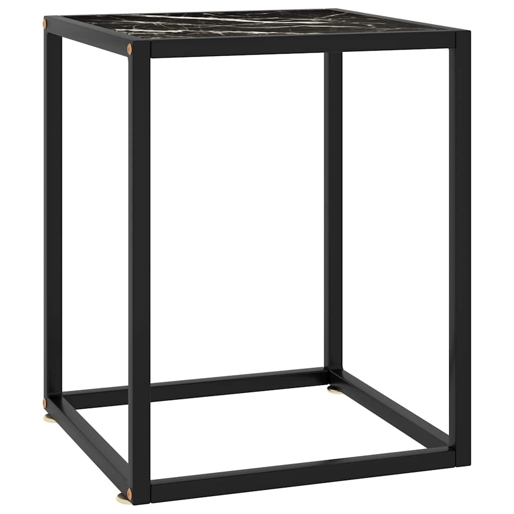 vidaXL Кафе маса черна с черно мраморно стъкло 40x40x50 см