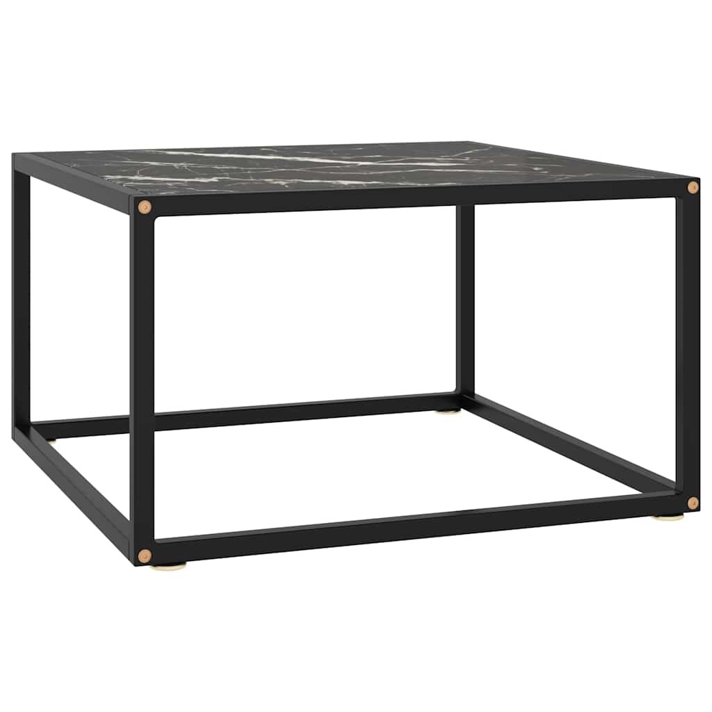 vidaXL Кафе маса черна с черно мраморно стъкло 60x60x35 см