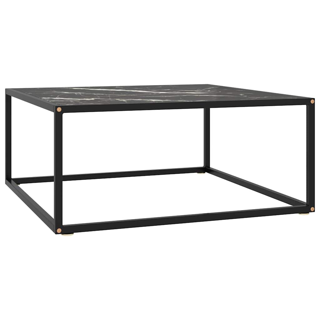 vidaXL Кафе маса черна с черно мраморно стъкло 80x80x35 см