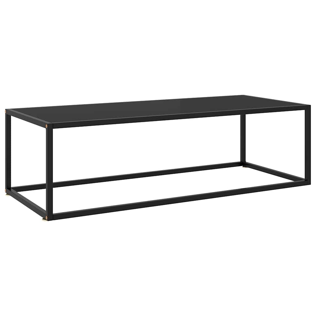 vidaXL Кафе маса черна с черно стъкло 120x60x35 см