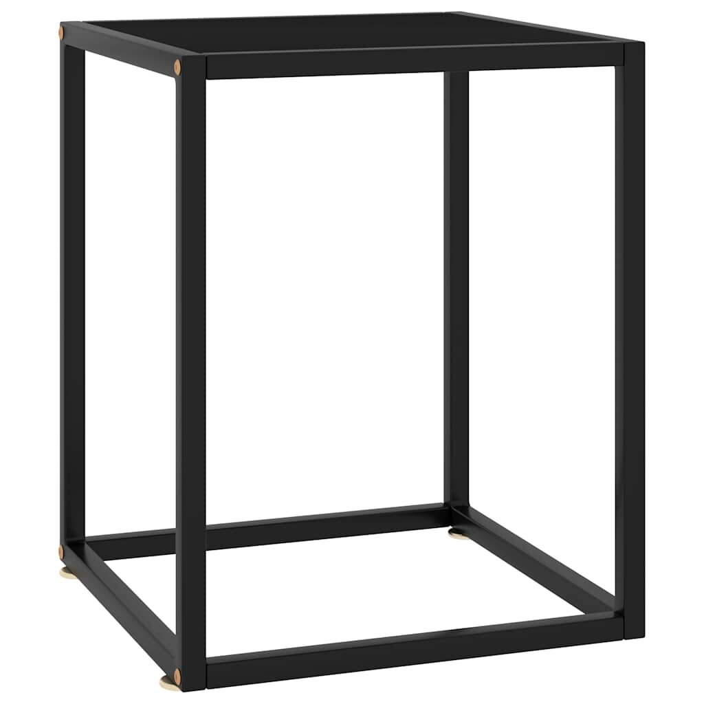vidaXL Кафе маса черна с черно стъкло 40x40x50 см