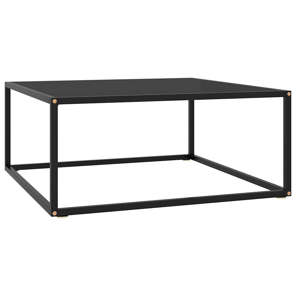 vidaXL Кафе маса черна с черно стъкло 80x80x35 см