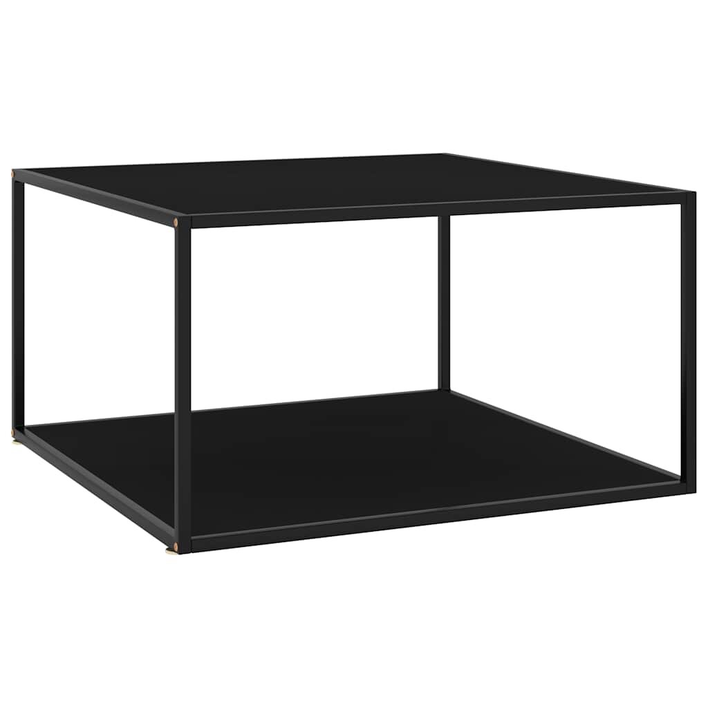vidaXL Кафе маса черна с черно стъкло 90x90x50 см