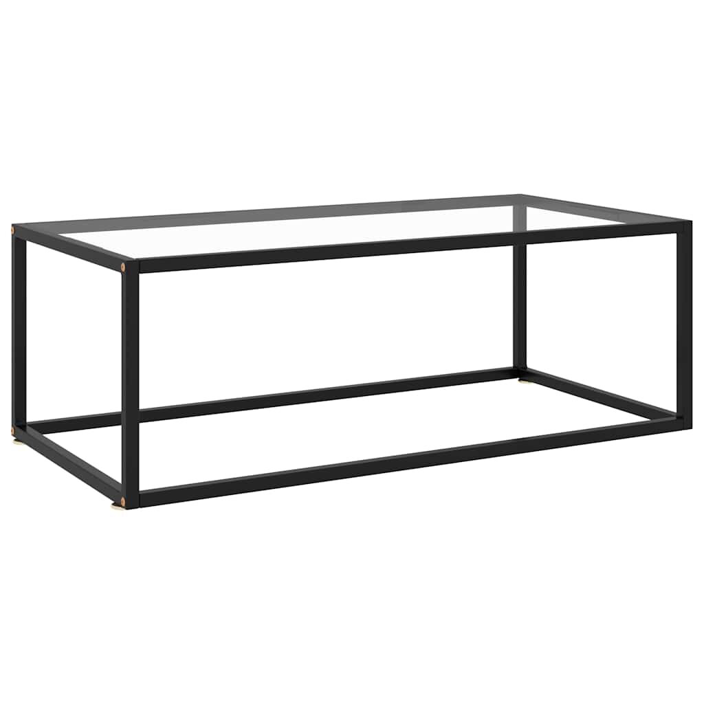 vidaXL Кафе маса черна със закалено стъкло 100x50x35 см
