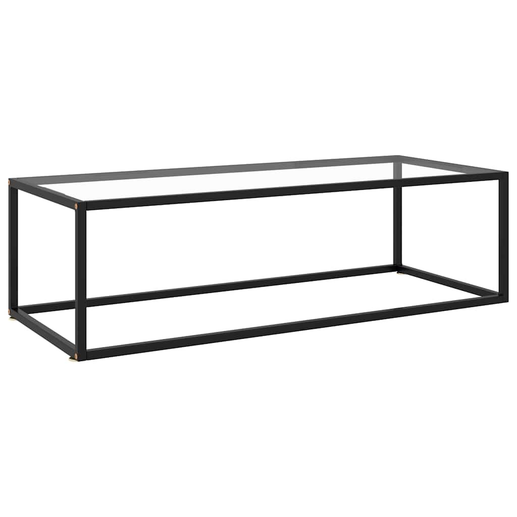 vidaXL Кафе маса черна със закалено стъкло 120x60x35 см