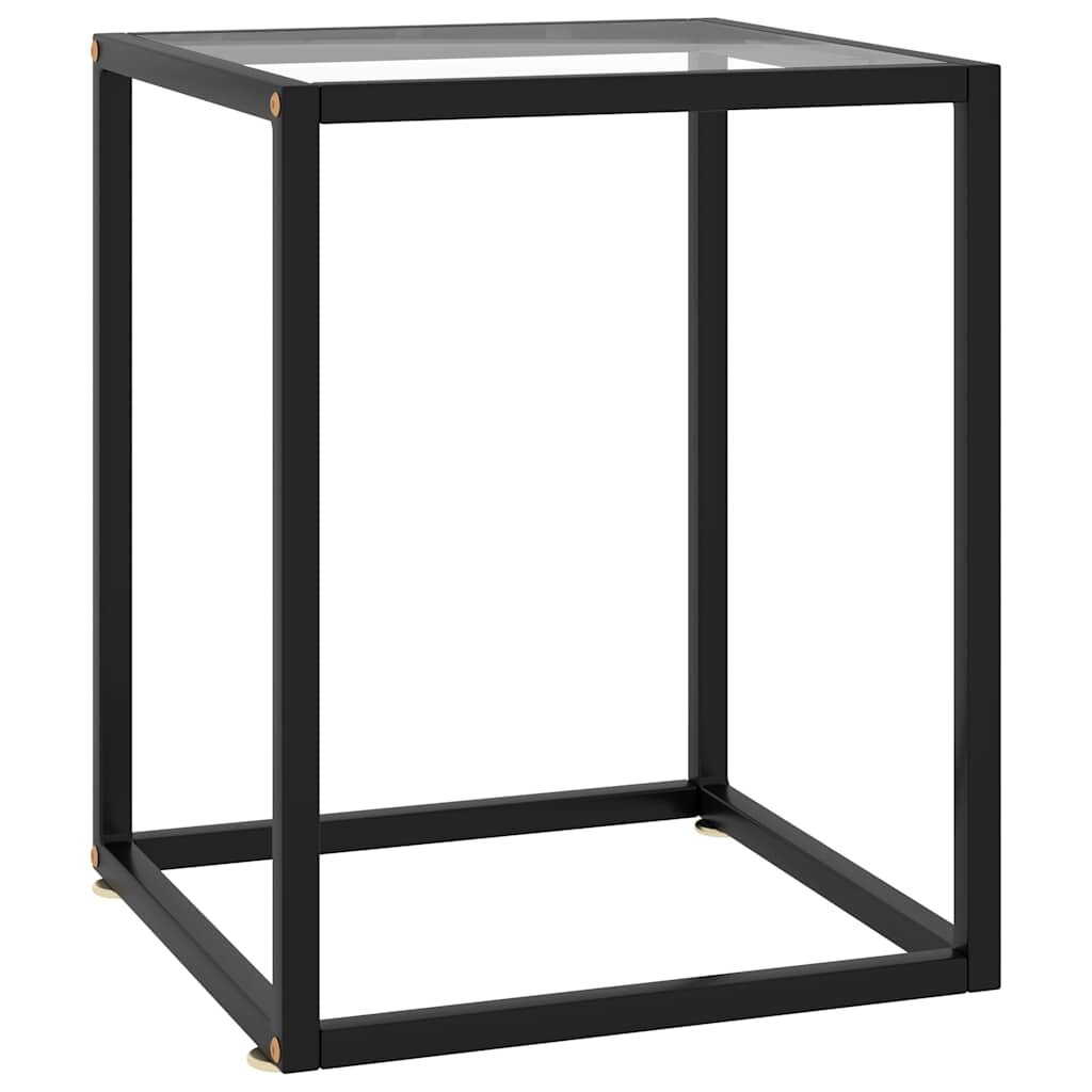 vidaXL Кафе маса черна със закалено стъкло 40x40x50 см