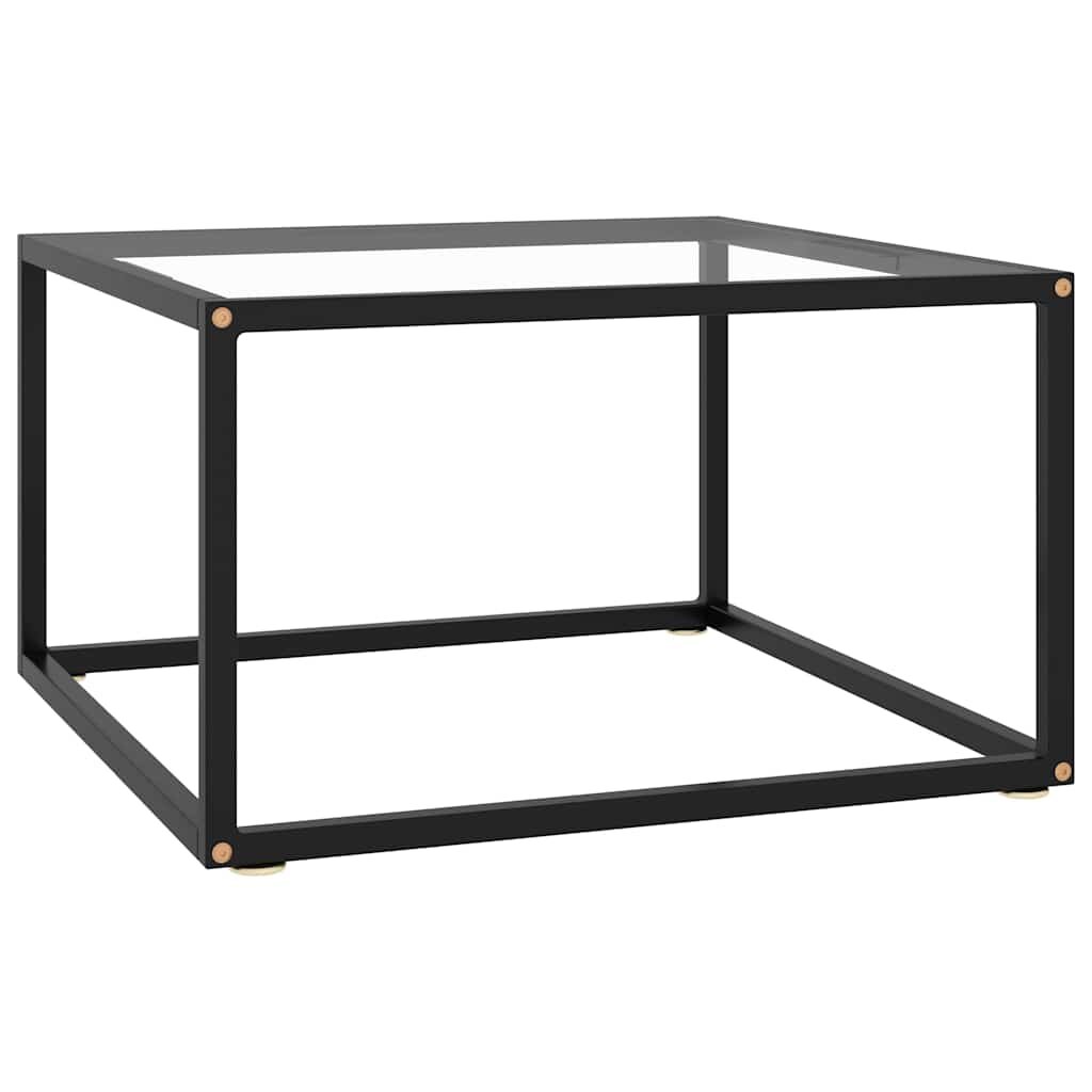 vidaXL Кафе маса черна със закалено стъкло 60x60x35 см