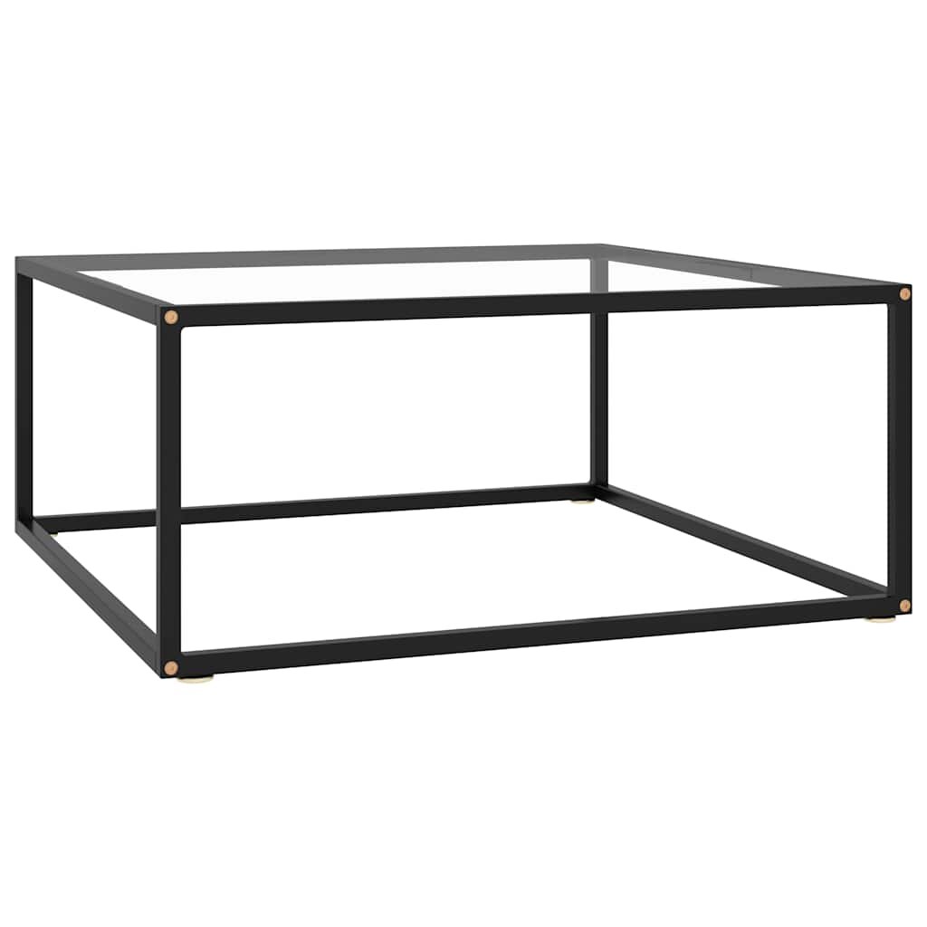 vidaXL Кафе маса черна със закалено стъкло 80x80x35 см