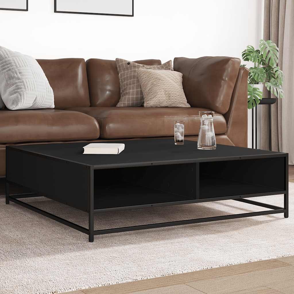 vidaXL Кафе маса черно 100x100x30 см инженерно дърво и метал