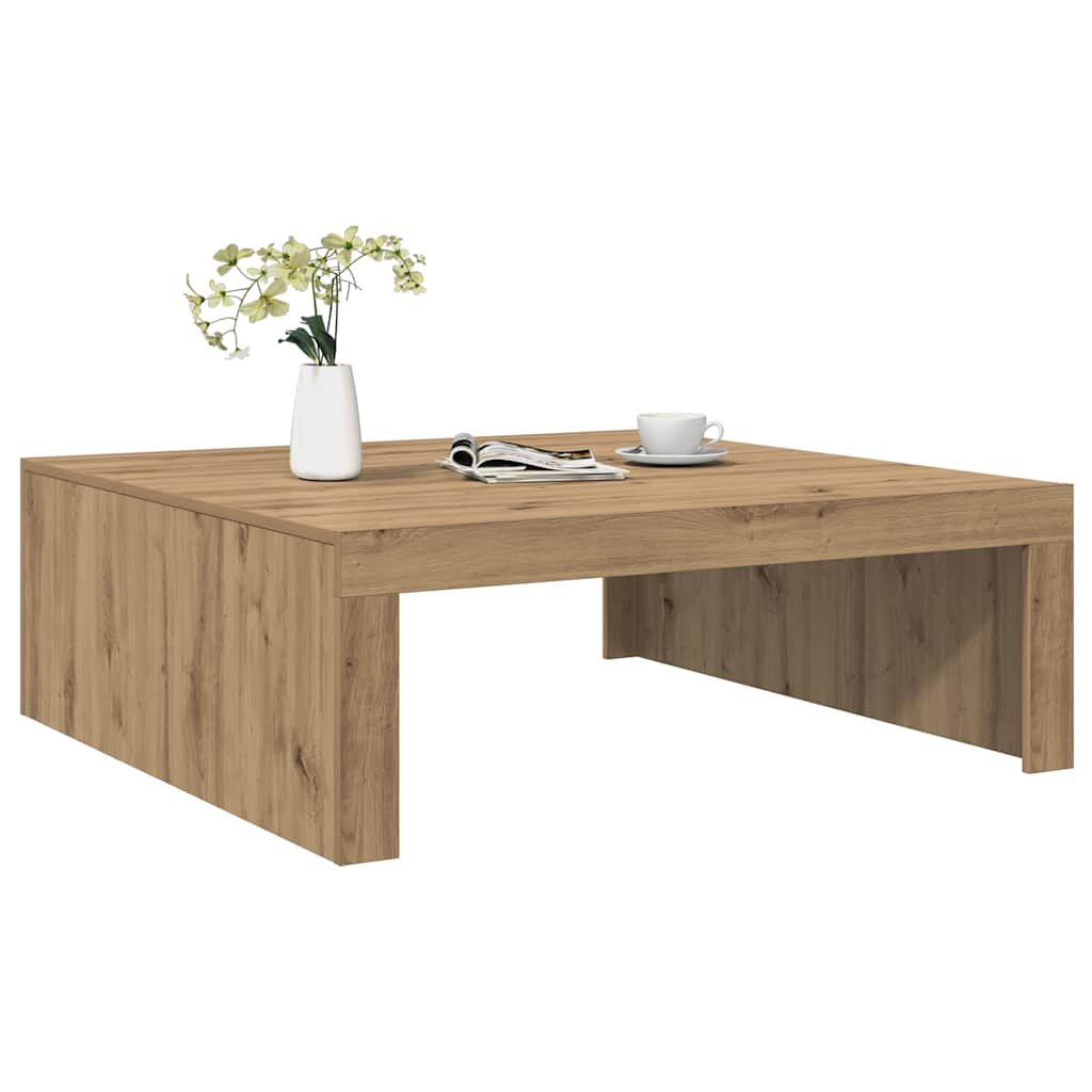 vidaXL Кафе маса дъб артизан 100x100x35 см инженерно дърво