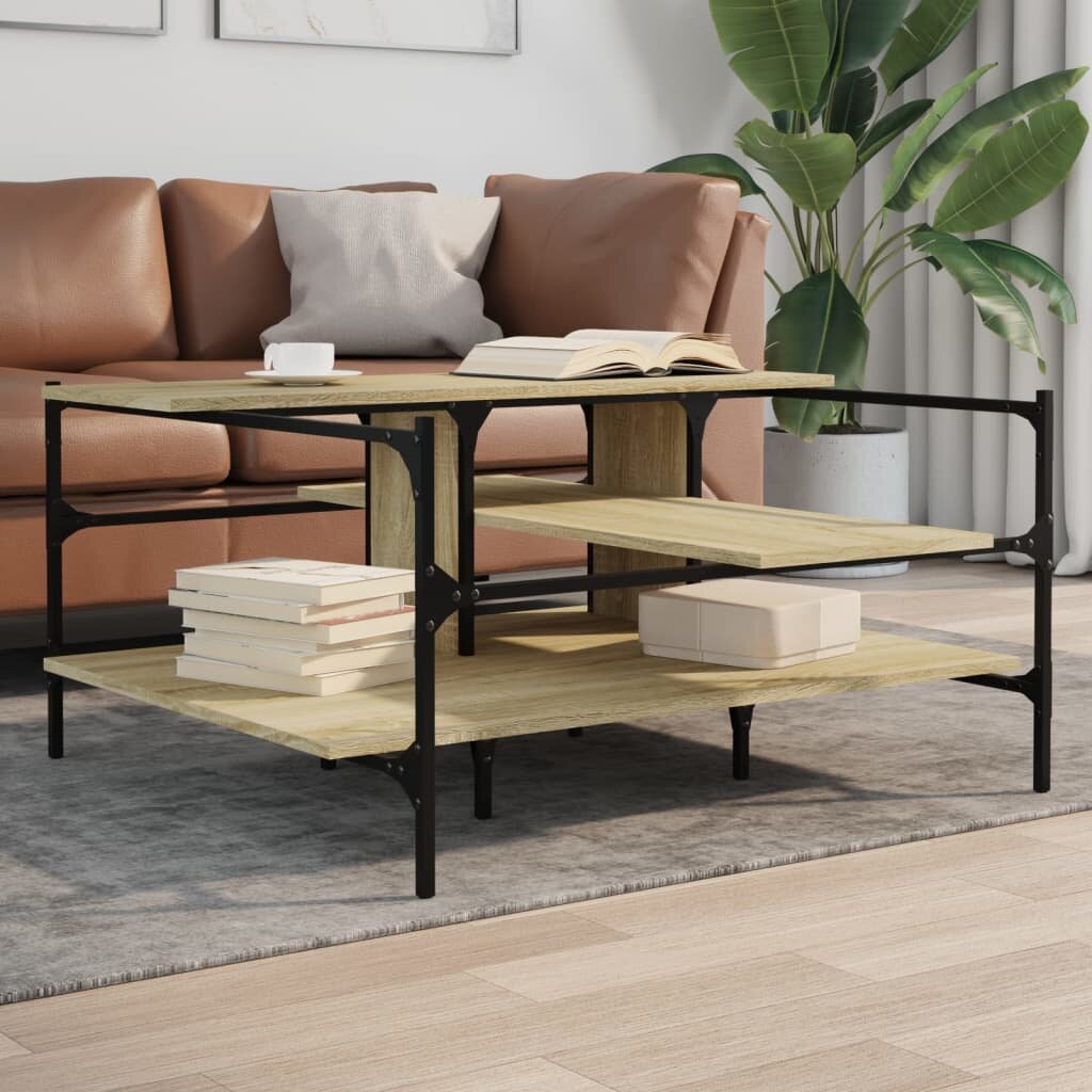 vidaXL Кафе маса дъб сонома 100x100x485 см инженерно дърво