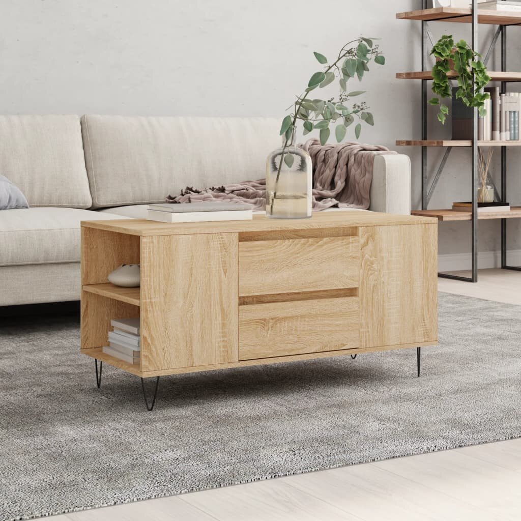 vidaXL Кафе маса дъб сонома 102x445x50 см инженерно дърво
