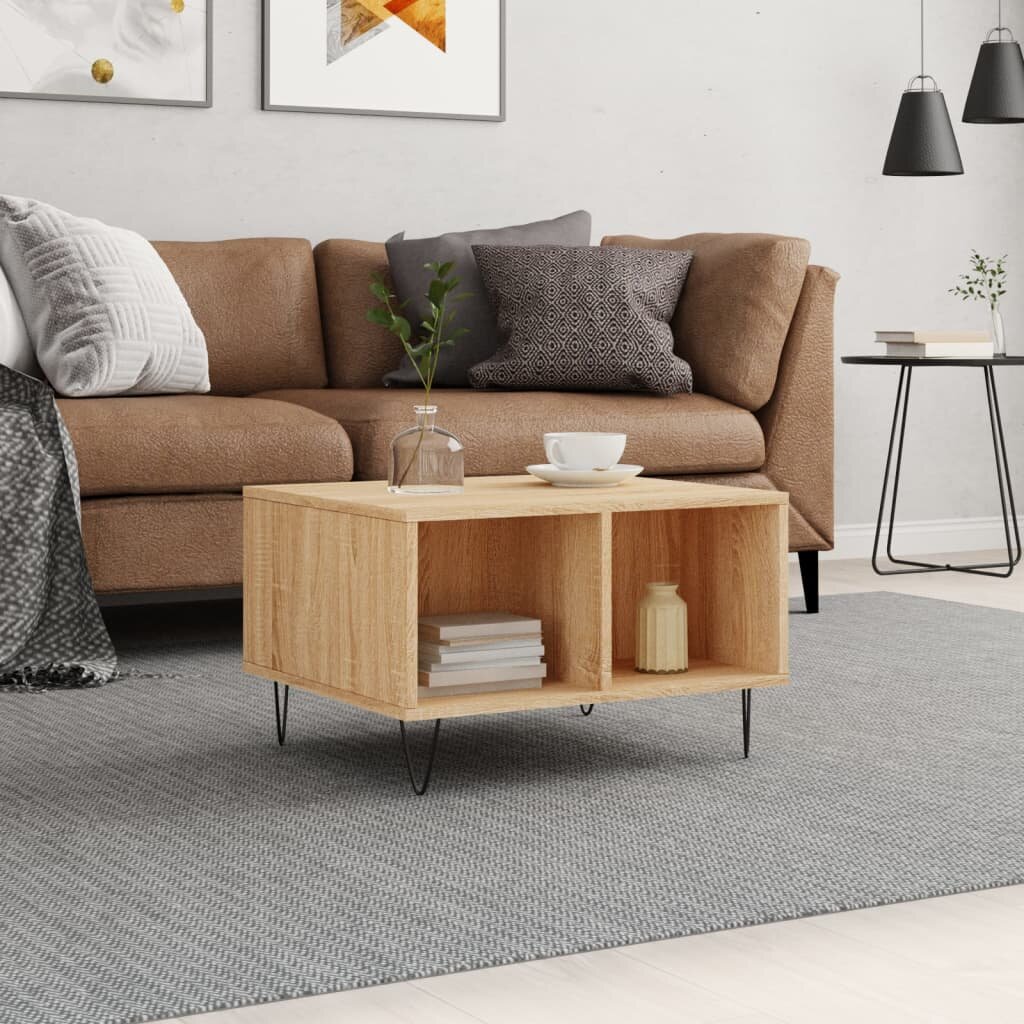 vidaXL Кафе маса дъб сонома 60x50x365 см инженерно дърво
