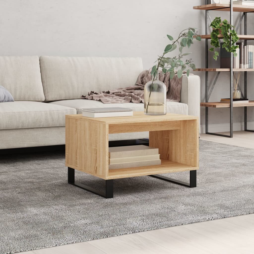vidaXL Кафе маса дъб сонома 60x50x40 см инженерно дърво