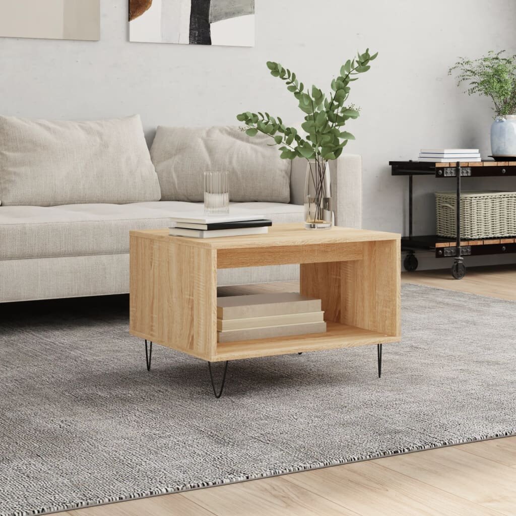 vidaXL Кафе маса дъб сонома 60x50x40 см инженерно дърво