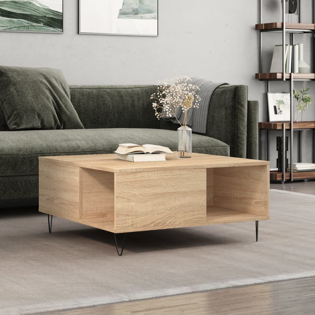 vidaXL Кафе маса дъб сонома 80x80x365 см инженерно дърво