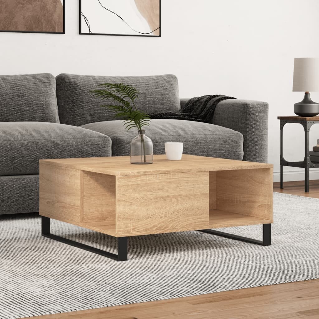 vidaXL Кафе маса дъб сонома 80x80x365 см инженерно дърво