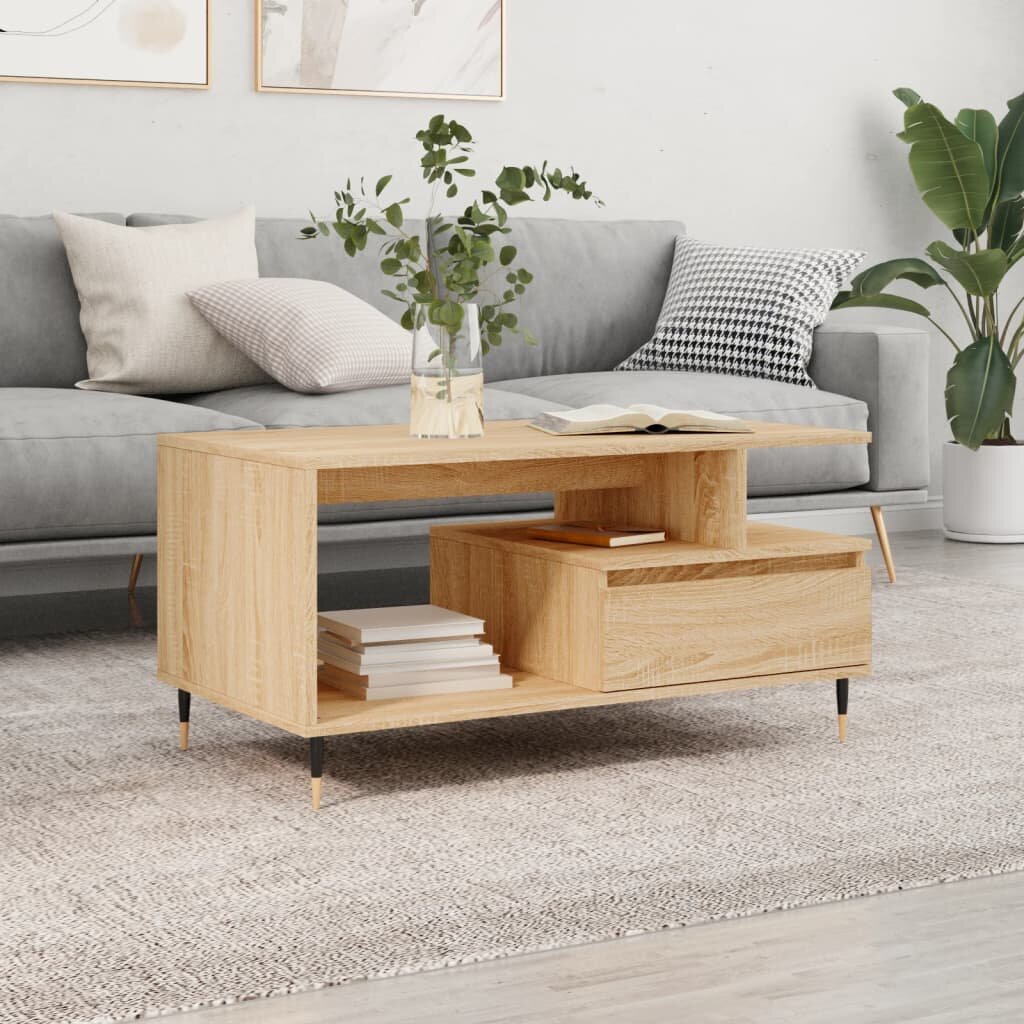 vidaXL Кафе маса дъб сонома 90x49x45 см инженерно дърво