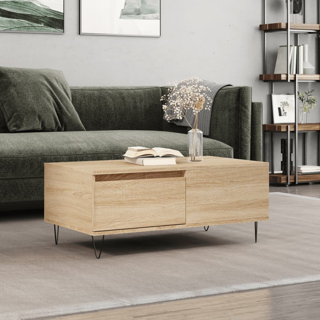 vidaXL Кафе маса дъб сонома 90x50x365 см инженерно дърво